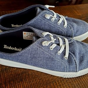 NWOB Women's Timberland Slip On Blue Canvas Tennis Shoes SZ 8.5